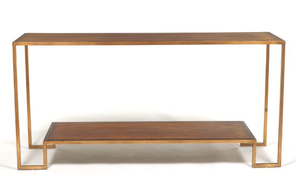 Appraisal: MID CENTURY MODERN METAL AND ROSEWOOD CONSOLE TABLE x x