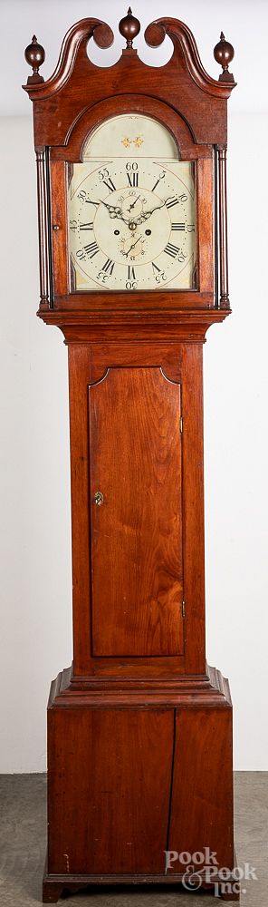 Appraisal: Pennsylvania walnut tall case clock Pennsylvania walnut tall case clock