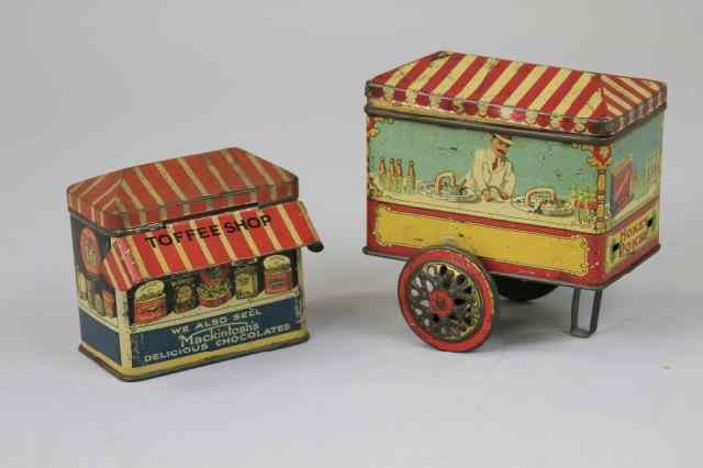 Appraisal: TWO STREET VENDOR CANDY TINS Lithographed tinplate comprising a Mackintosh