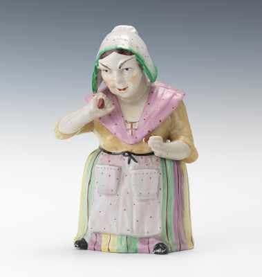 Appraisal: A Female Snuff Taker Full Figural Tobacco Humidor Unmarked porcelain