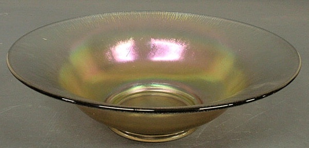 Appraisal: Iridescent glass bowl unsigned h x dia