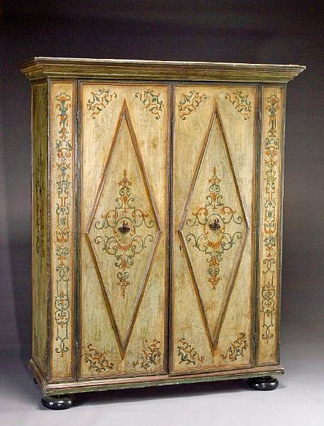 Appraisal: A good Italian Baroque painted armoire last quarter th first