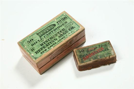 Appraisal: TWO BOXES OF AMMUNITION Winchester fifty long rifle cartridges and