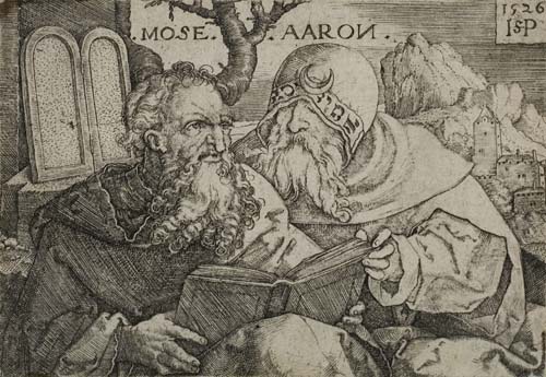 Appraisal: HANS SEBALD BEHAM Moses and Aaron Engraving x mm x