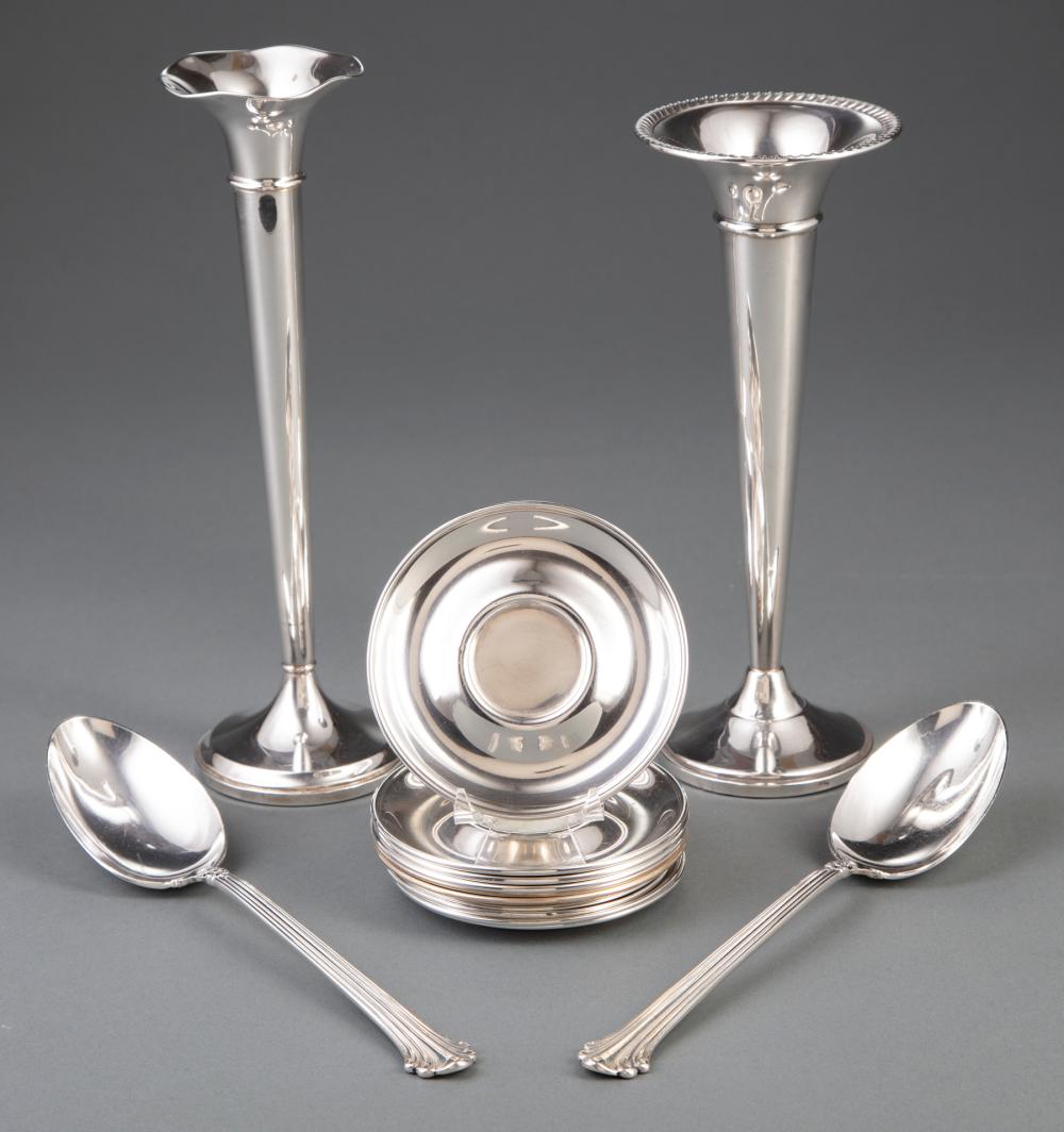 Appraisal: Group of American Sterling Silver th c incl trumpet vases