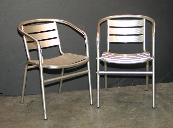 Appraisal: A set of six aluminum garden chairs second half th