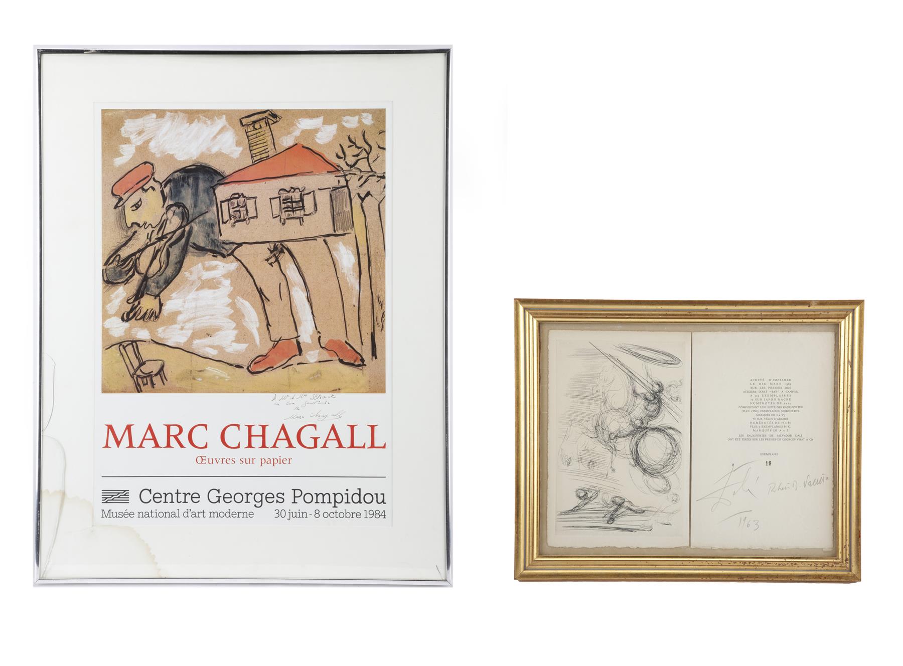 Appraisal: TWO SIGNATURES OF CHAGALL AND DALI Title page and print