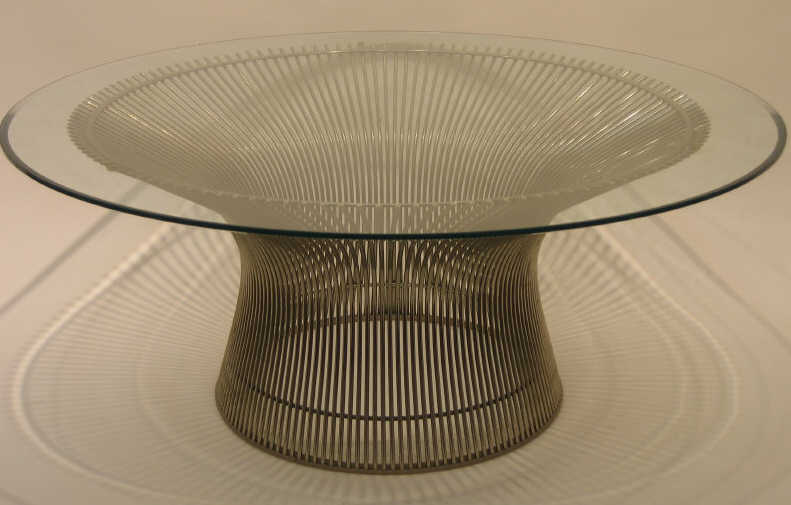 Appraisal: WARREN PLATNER AMERICAN - Coffee table nickel plated wirework base