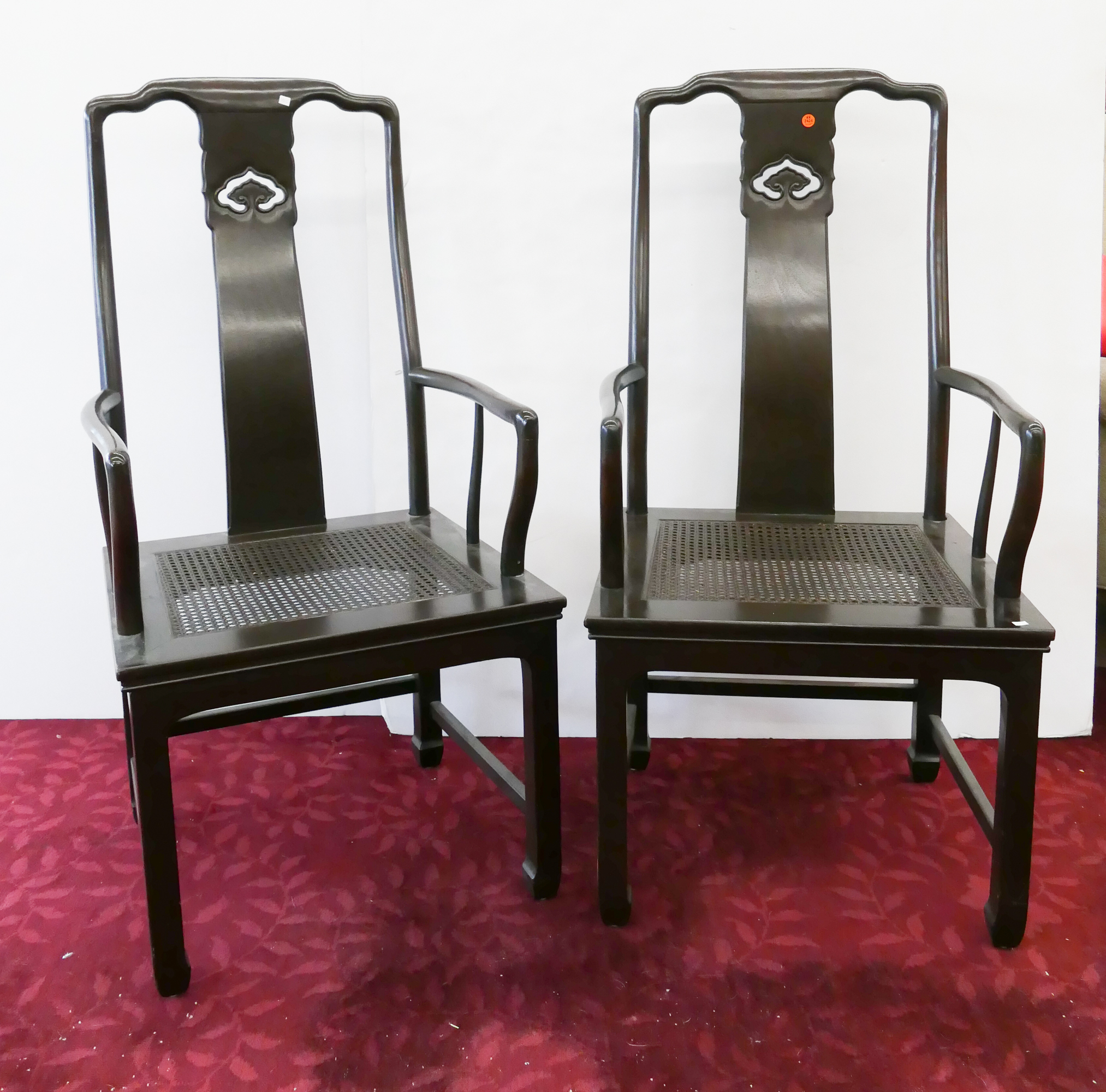 Appraisal: Pair Chinese Wicker Seat Armchairs- x x ''