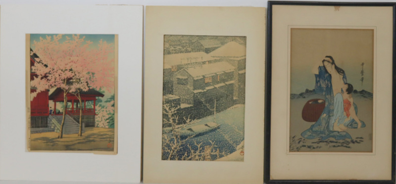 Appraisal: COLLECTION OF KAWASE AND UTAMARO WOODBLOCK PRINTS Includes Hasui Kawase