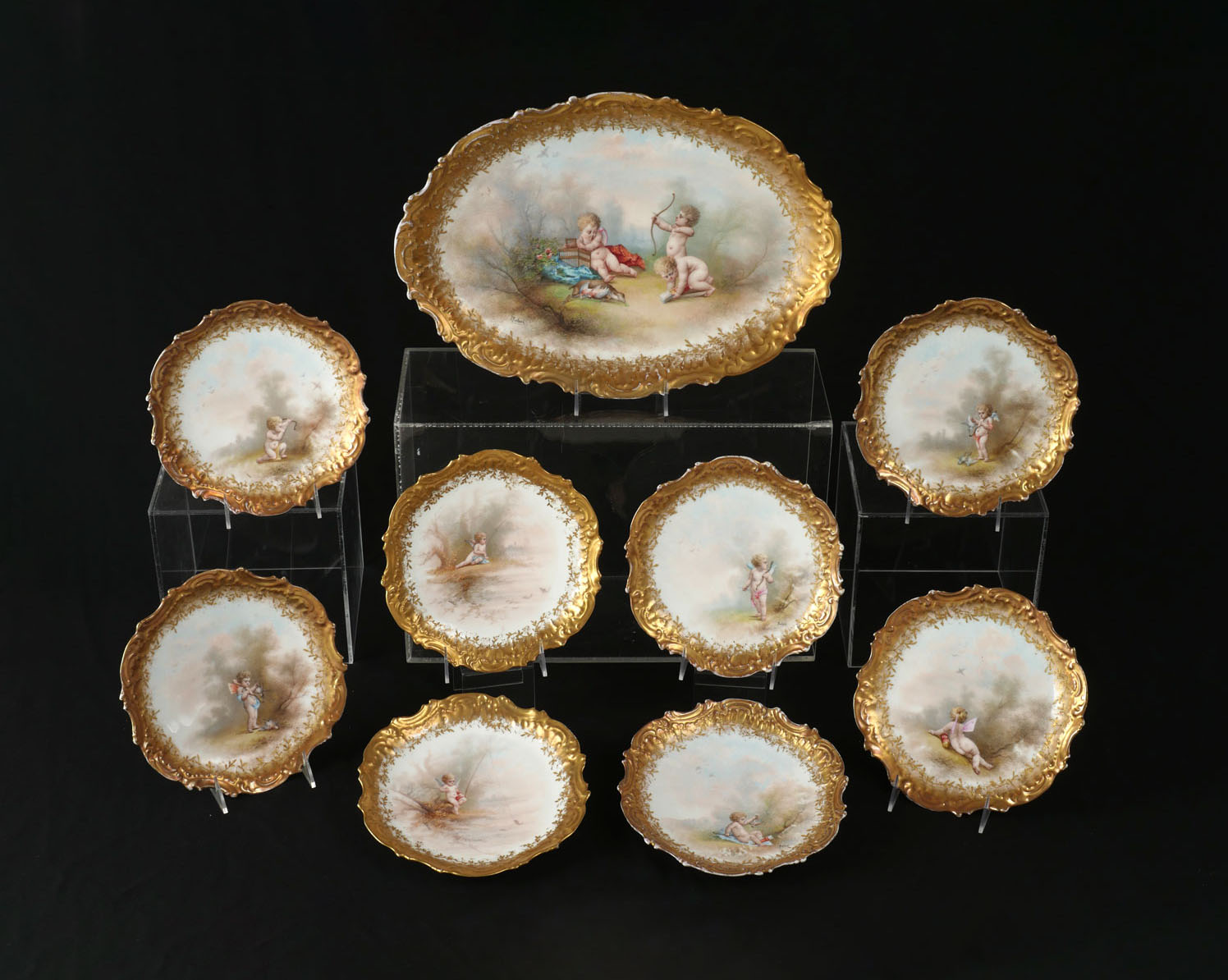 Appraisal: PC LIMOGES PORCELAIN E FURLAUD FISH PLATES AND TRAY Comprising