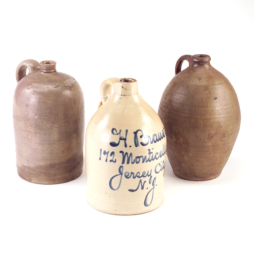 Appraisal: Three th c American stoneware jugs one inscribed H Brauer