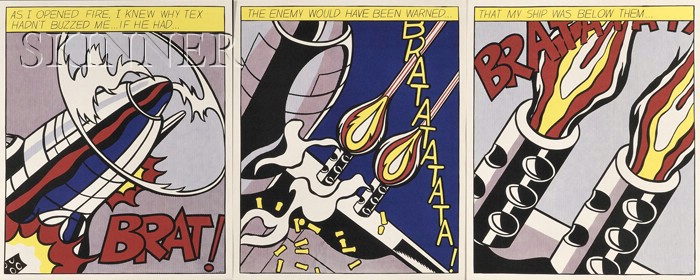 Appraisal: Roy Lichtenstein American - As I Opened Fire A Triptych