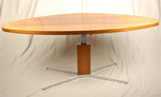 Appraisal: Adjustable-height Mutz Walnut Coffee Table with paper label hydraulic movement