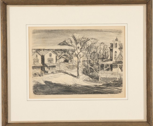 Appraisal: The Corner House Sellersville Pennsylvania lithograph x pencil titled and