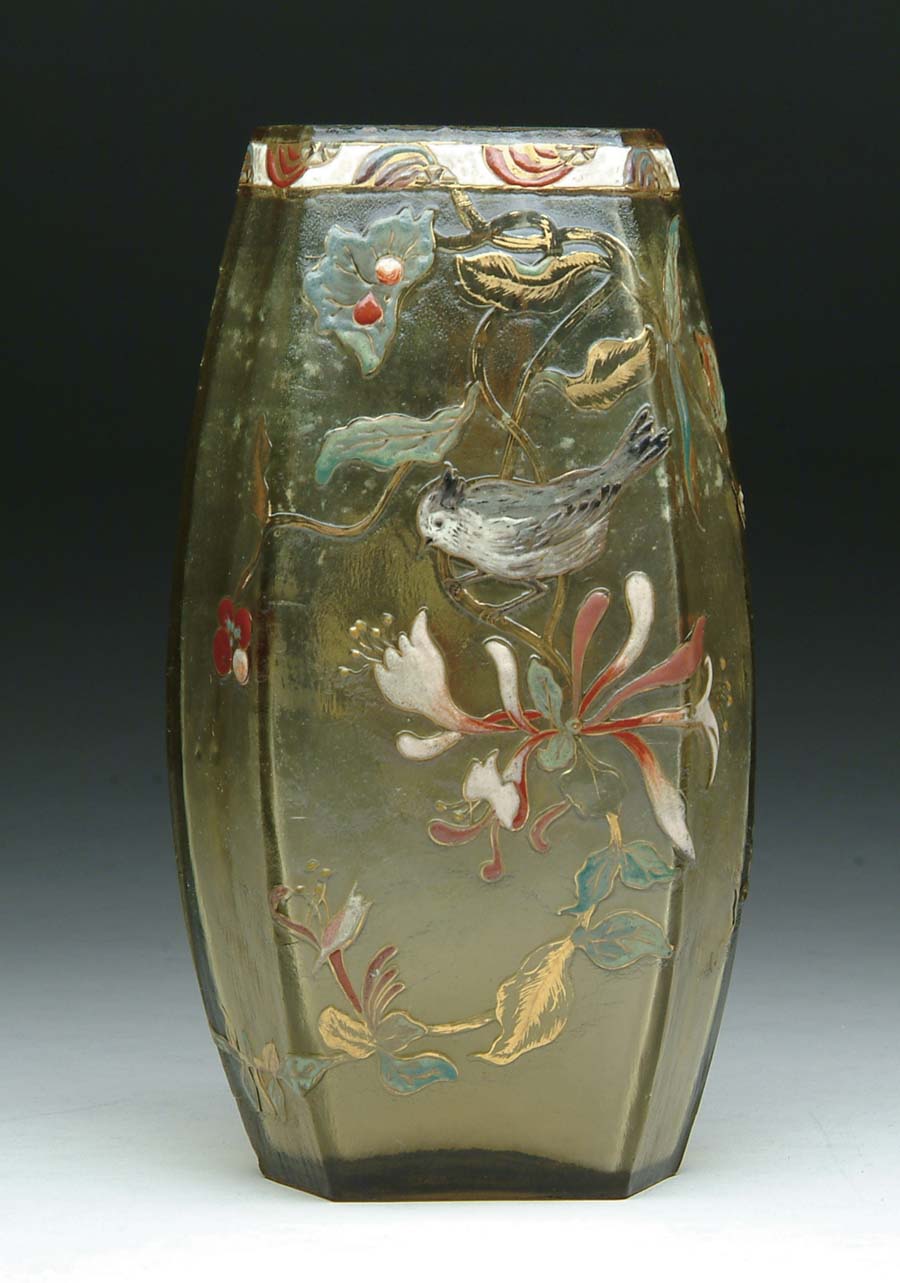 Appraisal: GALLE CAMEO AND ENAMEL VASE Decoration consists of an enameled