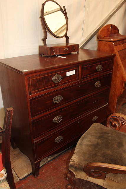 Appraisal: A th CENTURY MAHOGANY CHEST of two short and three