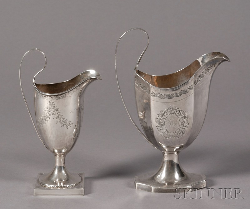 Appraisal: Two Silver Creamers America late th early th century one