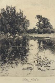 Appraisal: James Edward Grace British - etching Pond Scene pencil signed