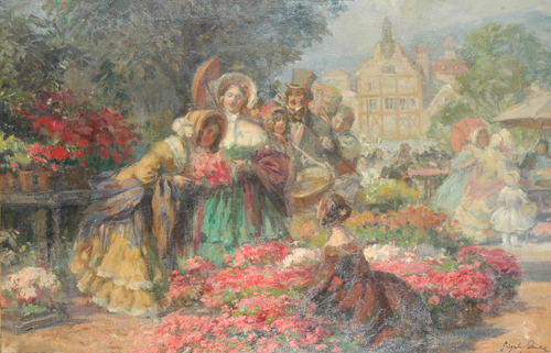 Appraisal: Gegerly Imre Hungarian - Flower Stall oil on canvas signed