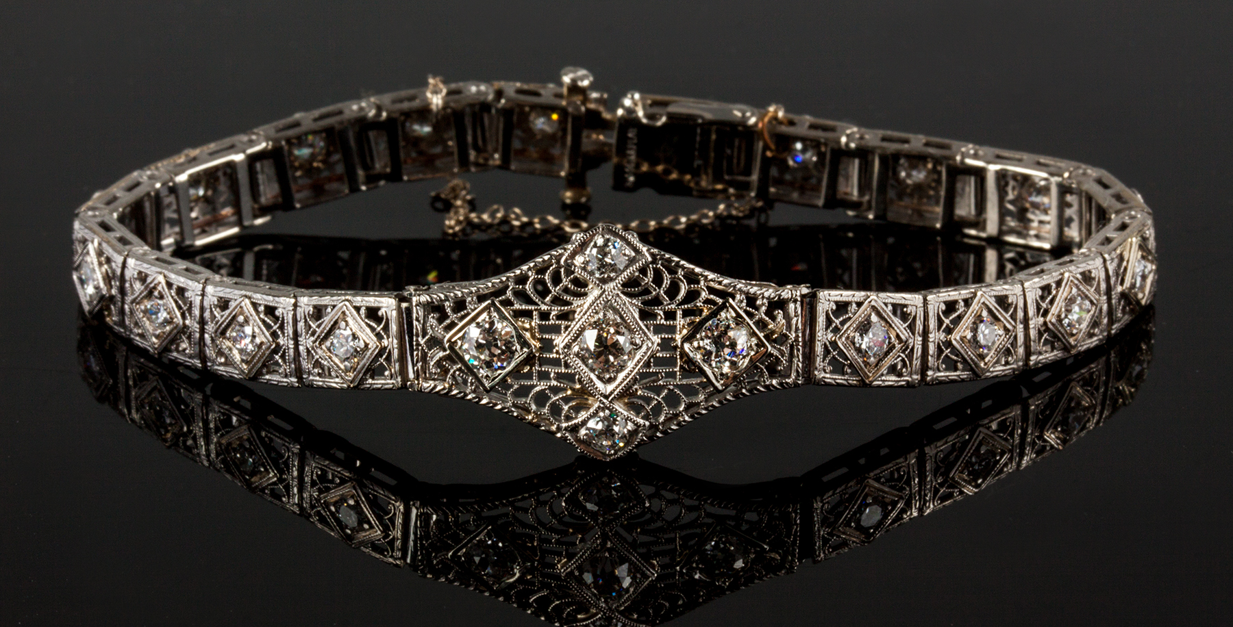 Appraisal: Diamond and Platinum Bracelet Marked M - K Platinum k