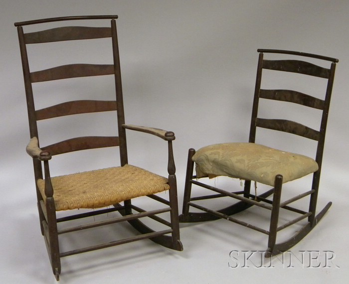 Appraisal: Two Shaker Production Maple Slat-back Rocking Chairs a Mt Lebanon