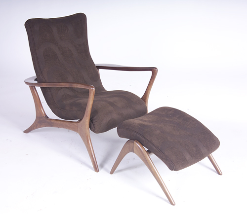 Appraisal: VLADIMIR KAGAN Contour armchair and ottoman model E on sculpted