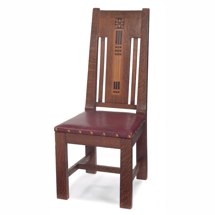 Appraisal: Shop of the Crafters side chair inlaid form with stylized