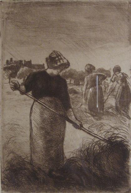 Appraisal: CAMILLE PISSARRO french - FANEUSES Etching in sepia x in