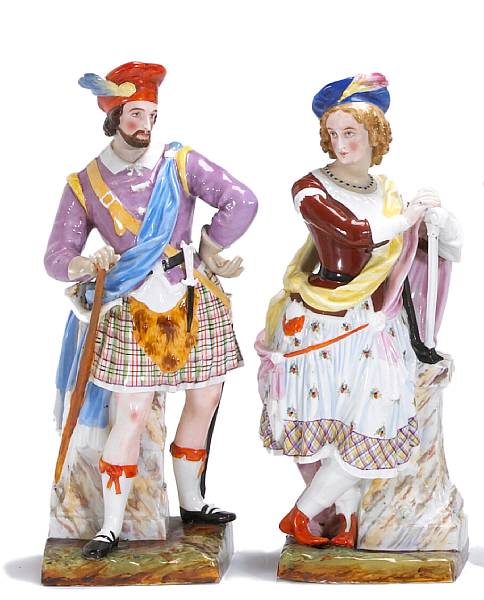 Appraisal: A pair of French porcelain figures of a highlander and