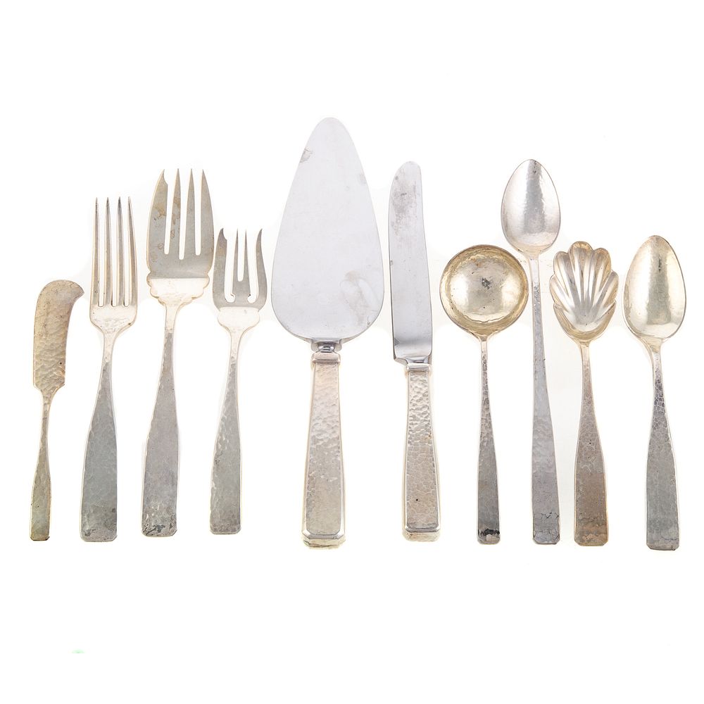 Appraisal: Schofield Sterling Elizabeth Tudor-Hammered Service Including ten dinner knives ten