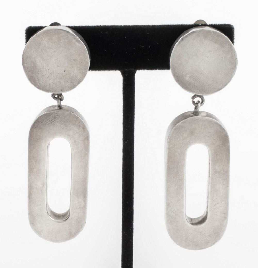 Appraisal: POSTMODERN B SCHOENFELD STERLING EAR CLIPS PAIR Pair of Postmodern