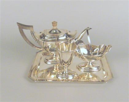 Appraisal: Gorham three piece sterling silver tea service date marks for