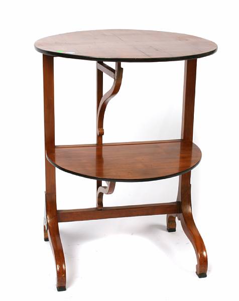 Appraisal: A Biedermeier two tier table th century restorations repairs height