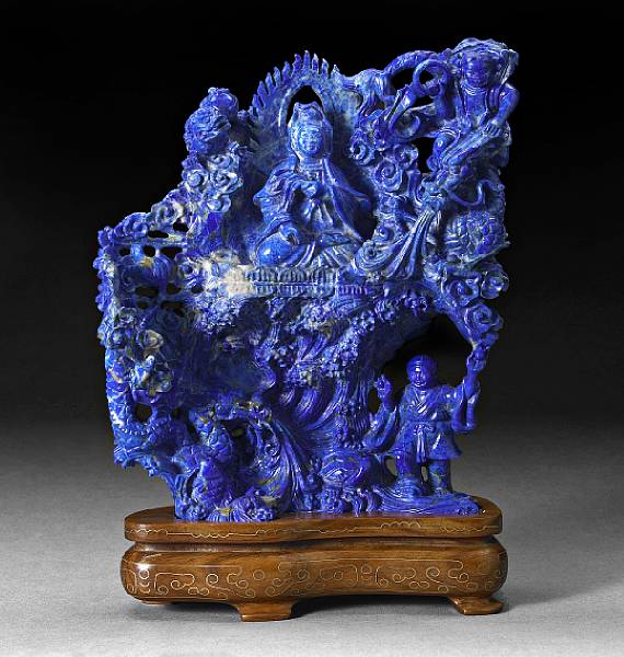 Appraisal: Lapis Lazuli Carving of Bodhisatva Bright blue Afghani lapis lazuli