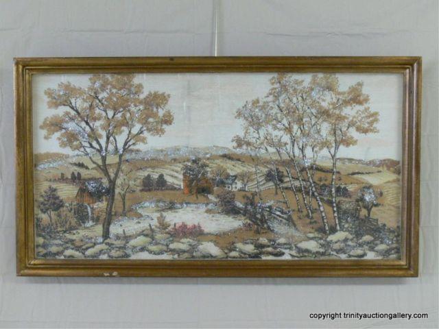 Appraisal: Circa Quilted Trapunto Landscape Framed Art - Large quilted technique