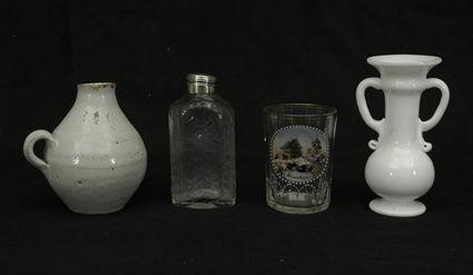 Appraisal: Glass Vase together with a Souvenir Glass Cut-Glass Bottle and