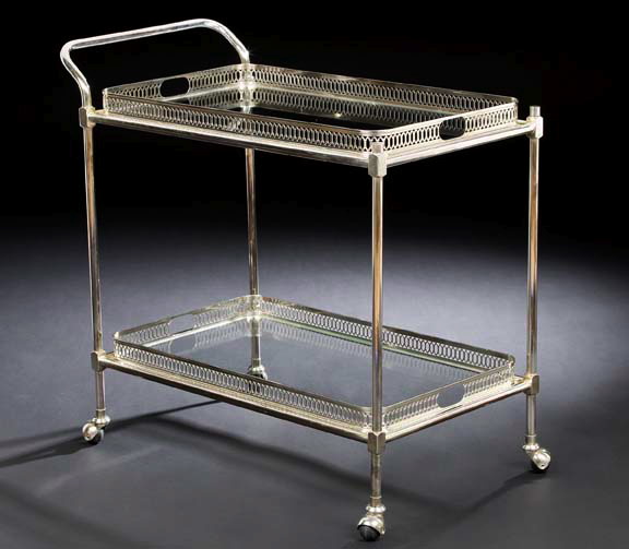 Appraisal: Edwardian Silverplate Tea Trolley first quarter th century the rectangular