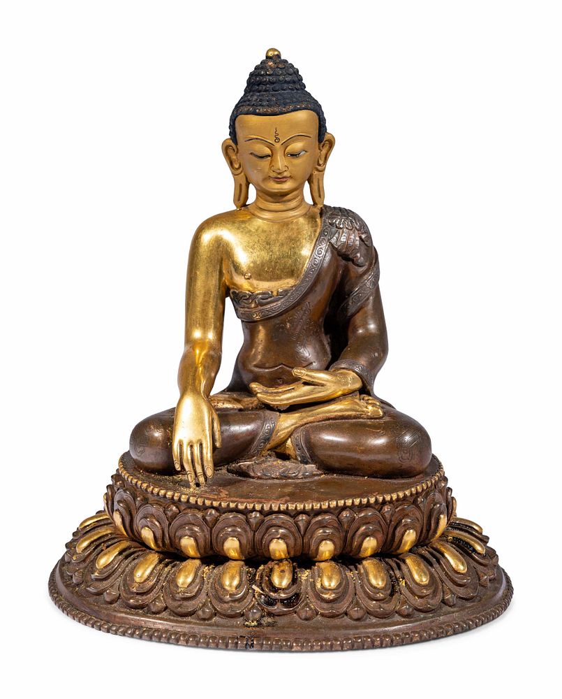 Appraisal: A Sino-Tibetan Gilt Bronze Figure of Buddha A Sino-Tibetan Gilt