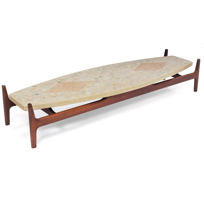 Appraisal: Harvey Probber coffee table terrazzo top over a walnut frame