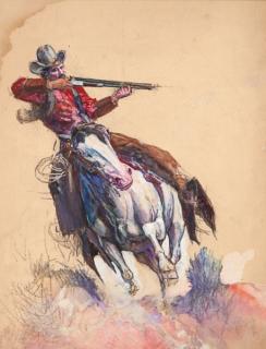 Appraisal: Henry Harry Brown Baker - Sharpshooterwatercolor and gouache by in