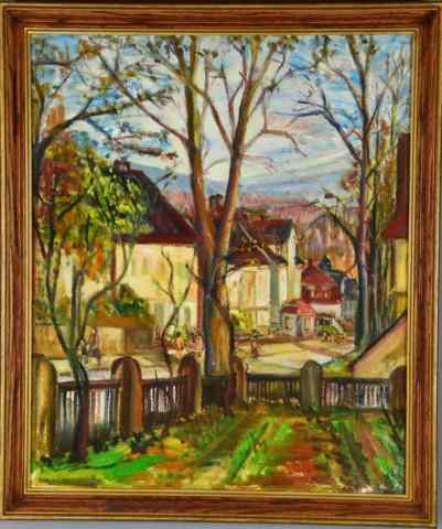 Appraisal: Oil Painting On Canvas Of A View Of A VillageDepicting