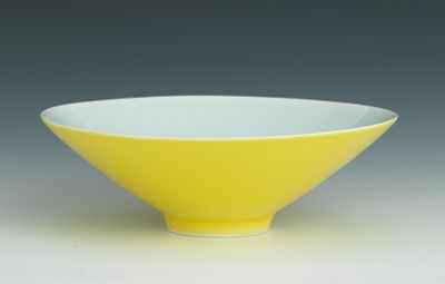 Appraisal: Yellow and Celadon Young Le Tang Bowl Delicate porcelain bowl