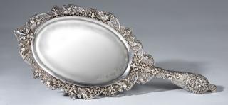 Appraisal: French Silverplated Hand Mirror early th c th French Silverplated