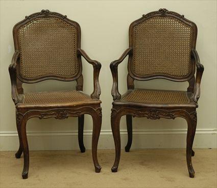 Appraisal: Group of Eight Louis XIV-Style Caned Fauteuil