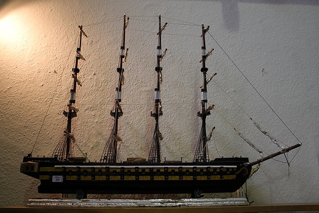 Appraisal: A SCRATCH BUILT MODEL OF A GALLEON with rigging cm