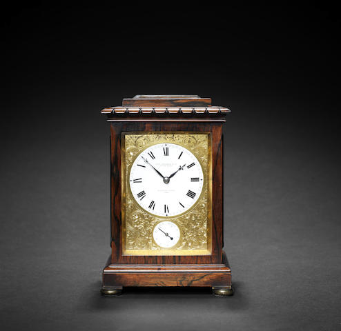 Appraisal: A fine and rare mid th century rosewood mantel clock