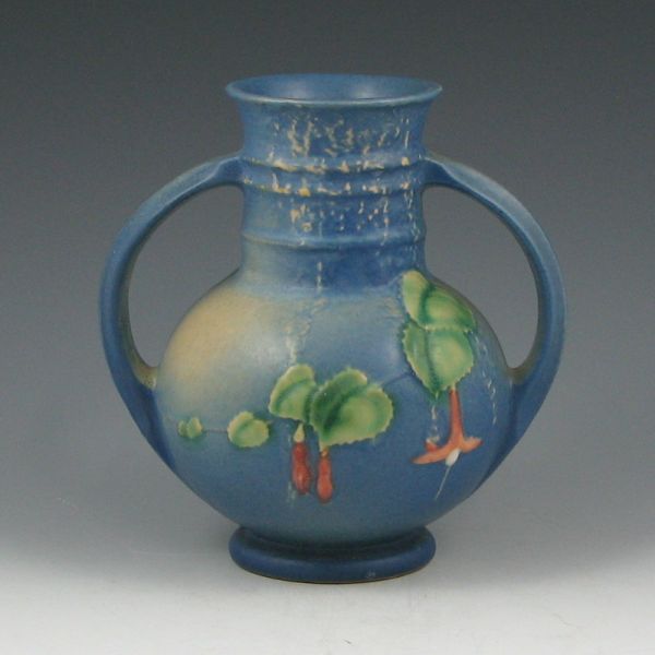 Appraisal: Roseville blue Fuchsia handled vase Marked Roseville USA - One