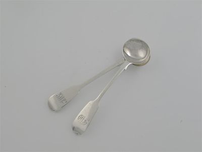 Appraisal: Two Fiddle pattern condiment spoons one by James Jackson London