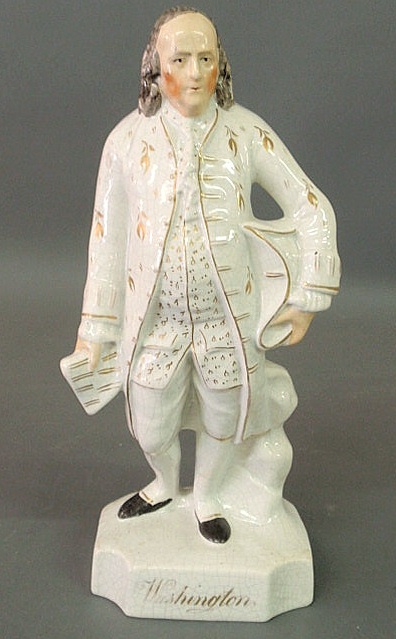 Appraisal: Rare Staffordshire figure of Ben Franklin titled with manufacturing error